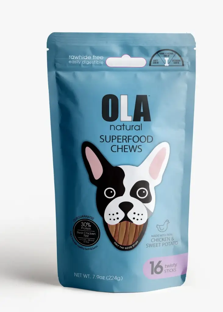 Ola Natural Treats for Dogs Chicken & Sweet Potato 16 Twisty Sticks