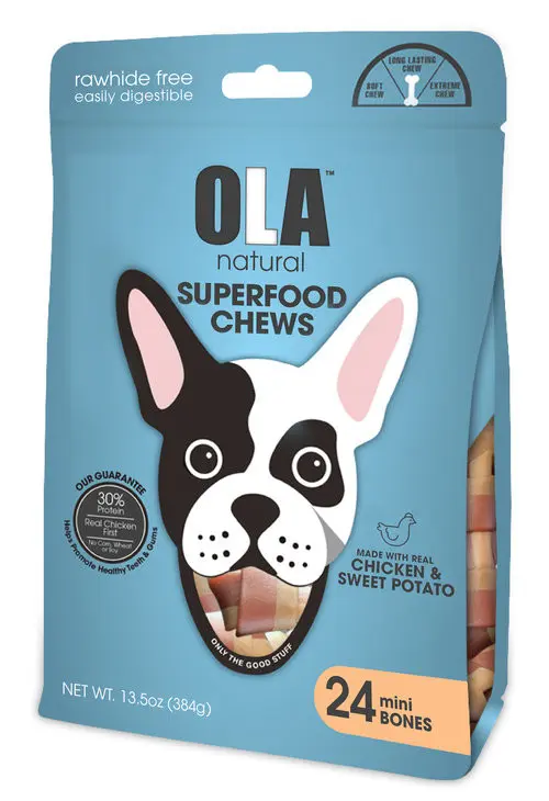 Ola | Natural Treats for Dogs - Chicken & Sweet Potato | 24 Mini Bones