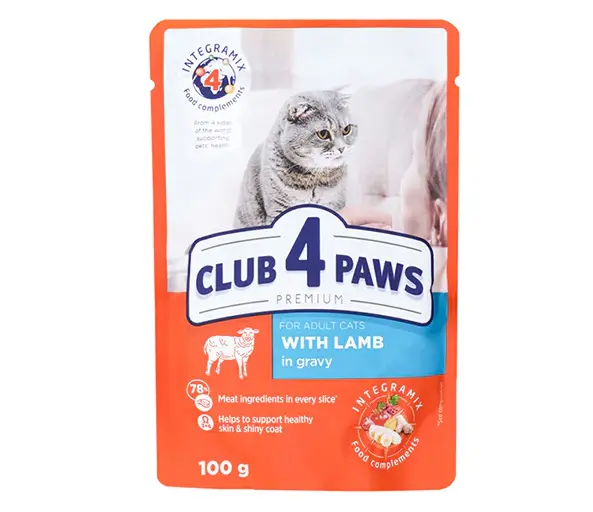 CLUB 4 PAWS | CAT FOOD WITH LAMB | 100 G 	