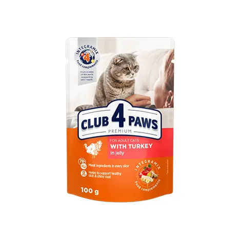 CLUB 4 PAWS | CAT FOOD WITH TURKEY | 100 G 	