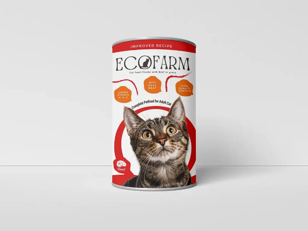 ECOFARM Adult Cat Food Chunks With Beef In Gravy 400 gm