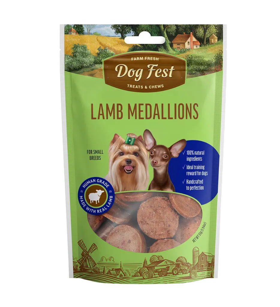 Dog Fest Lamb Medallions For Mini Dogs 55g -1.94oz