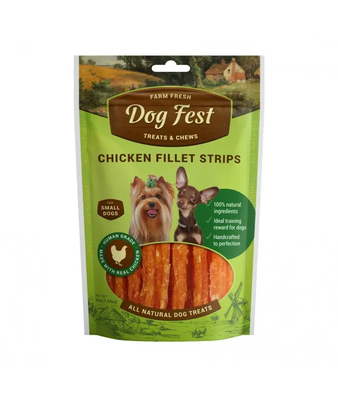 Dog Fest Chicken Fillet Strips for Mini Dogs 55gm
