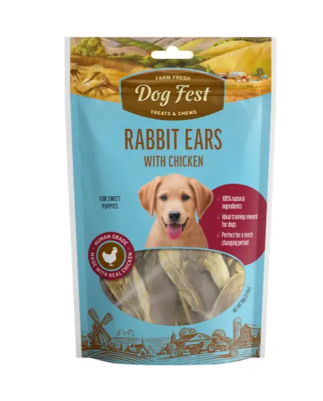 Dog Fest Rabbit Ears with Chicken for Puppies 90 g