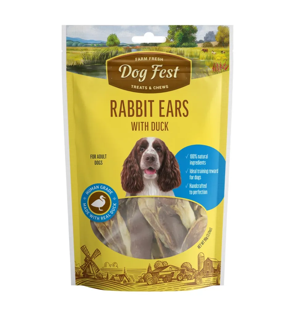 Dog Fest Rabbit Ears with Duck for Adult Dogs 90 g 