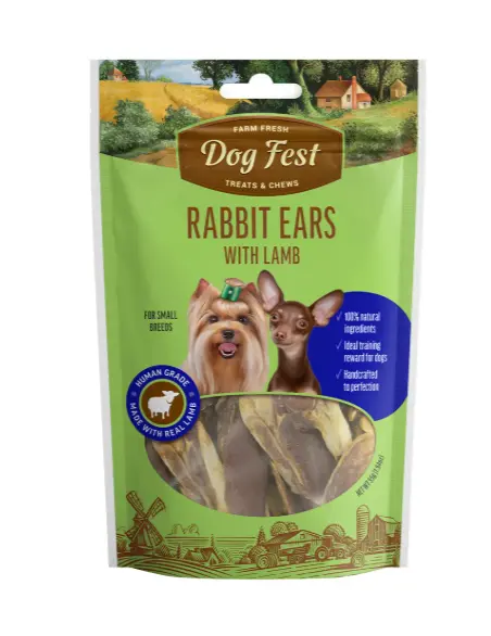 Dog Fest Rabbit Ears with Lamb For Small Breeds 55g  