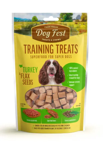 Dog Fest Training Treats with Turkey & Flax Seeds 90 g