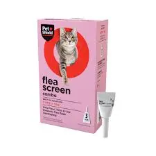 Pet Shield Flea Screen Combo 50mg/60 mg Spot On Solution For Cats >1 KG Box of 3  pipettes