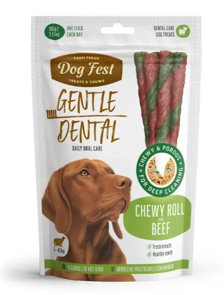 Dog Fest Dental Treats for Adult Dogs Chewy Roll with Beef 100g