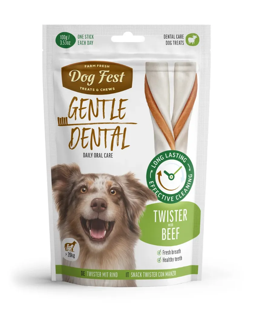 Dog Fest Dental Treats for Adult Dogs Twister with Beef 100g