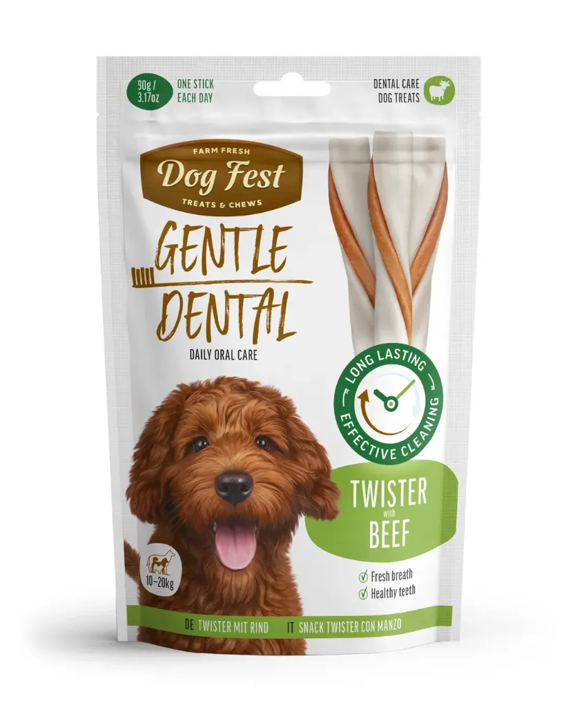 Dog Fest Dental Treats for Adult Dogs Twister with Beef 90g