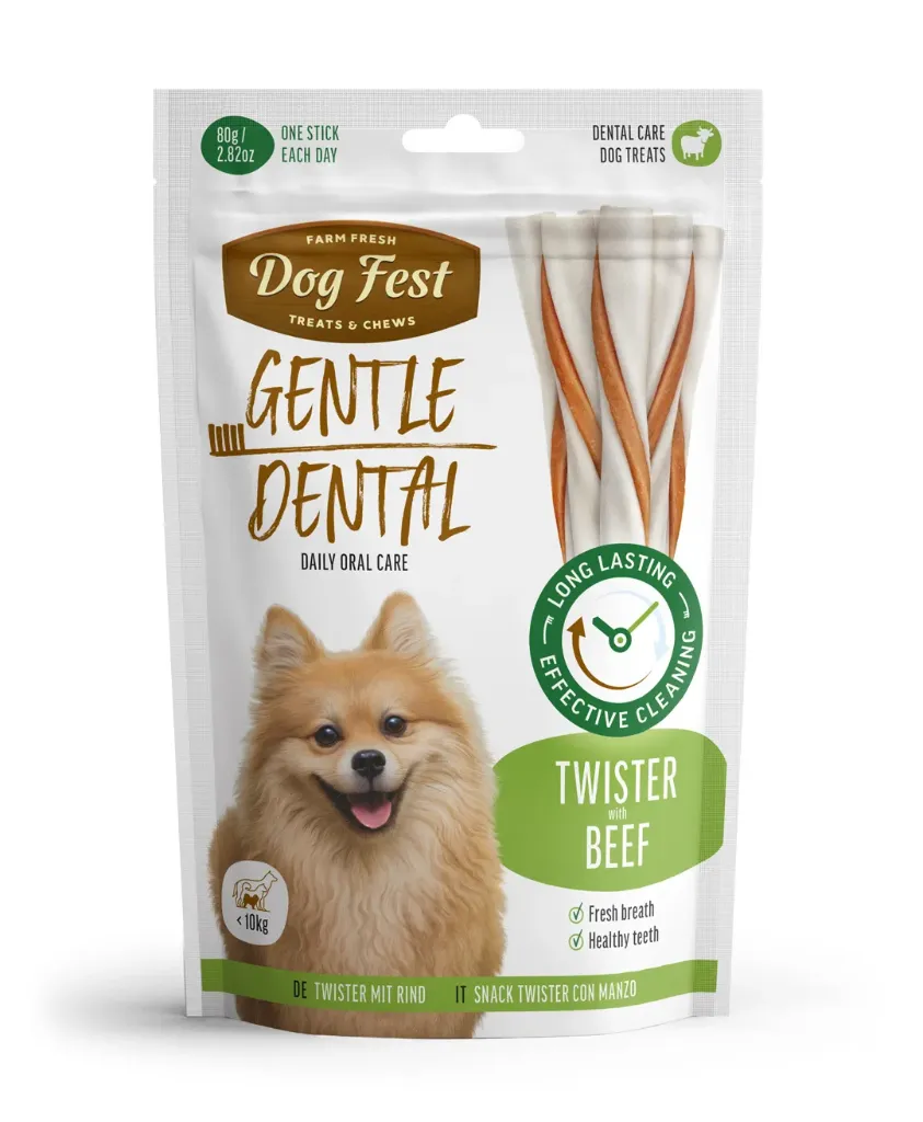 Dog Fest Dental Treats For Adult Dogs Twister with Beef 80g