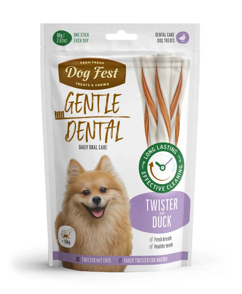 Dog Fest Dental Treats for Adult Dogs Twister with Duck 80g