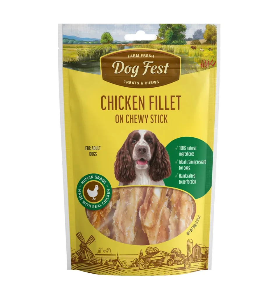 Dog Fest Chicken Fillet On Chewy Stick 90g