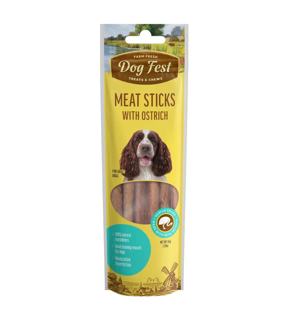 Dog Fest Meat Sticks with Ostrich for Adult Dogs 45g