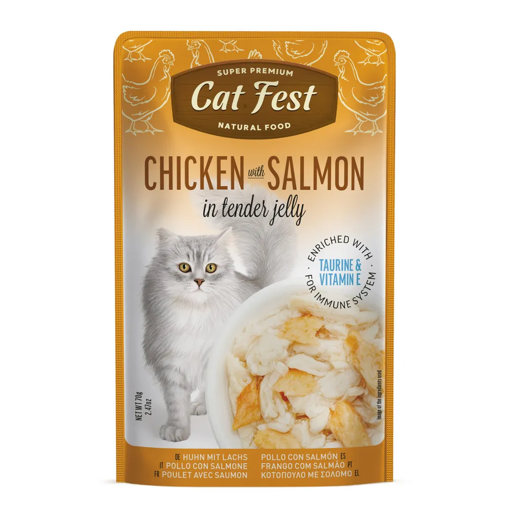Cat Fest Chicken with Salmon in Tender Jelly 70g