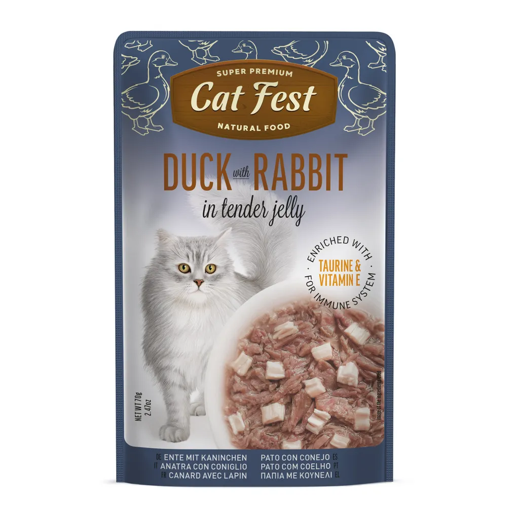 Cat Fest Duck with Rabbit in Tender Jelly 70g