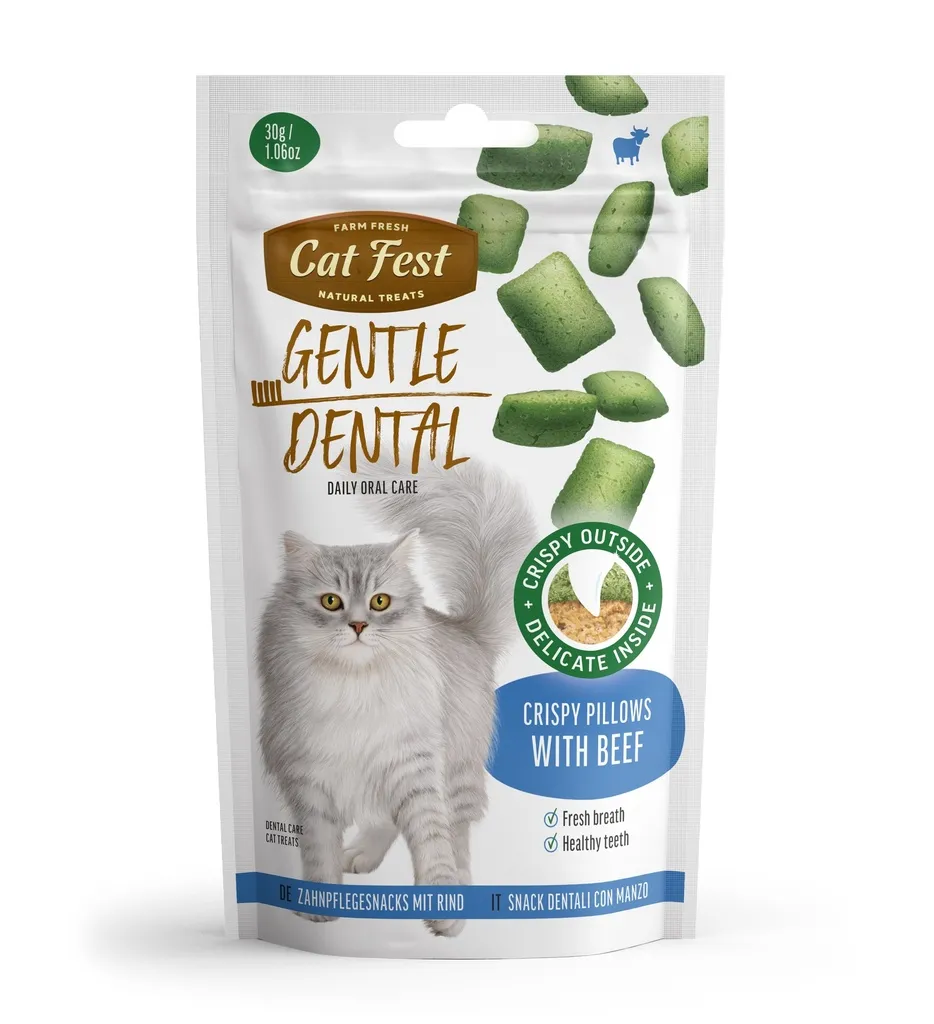 Cat Fest Dental Treats for Cats-Crispy Pillows-Beef 30g