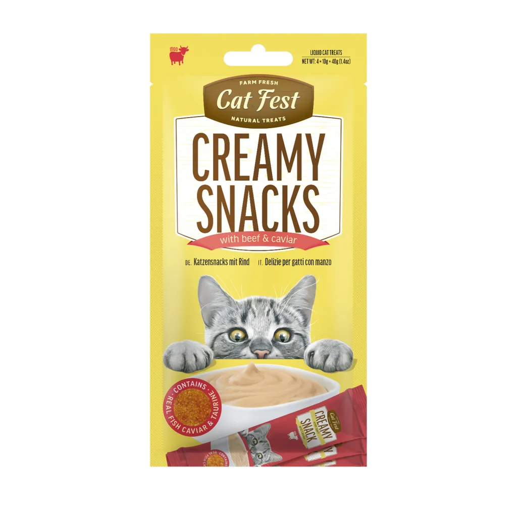 Cat Fest Creamy Snacks-Beef with Caviar 4x10g