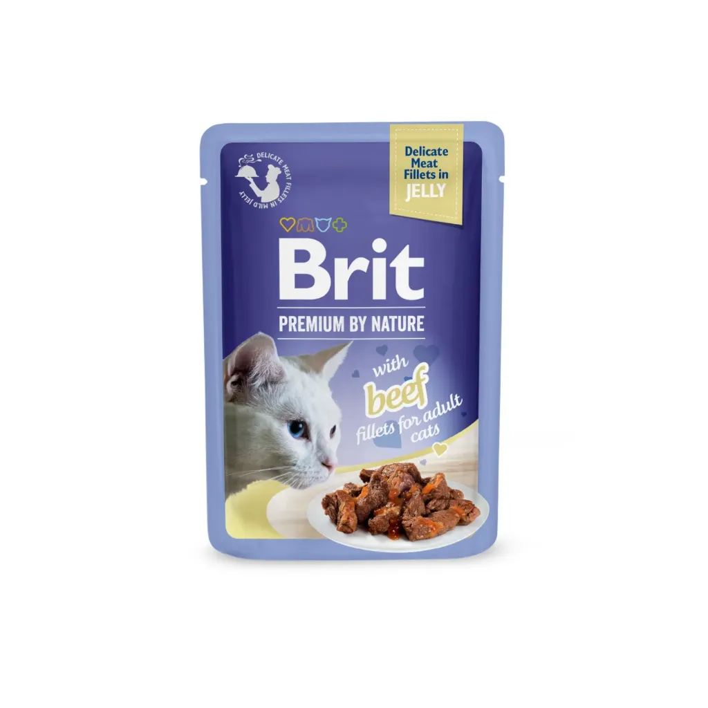 BRIT Premium Adult Cat Beef in Jelly Pouch 85g