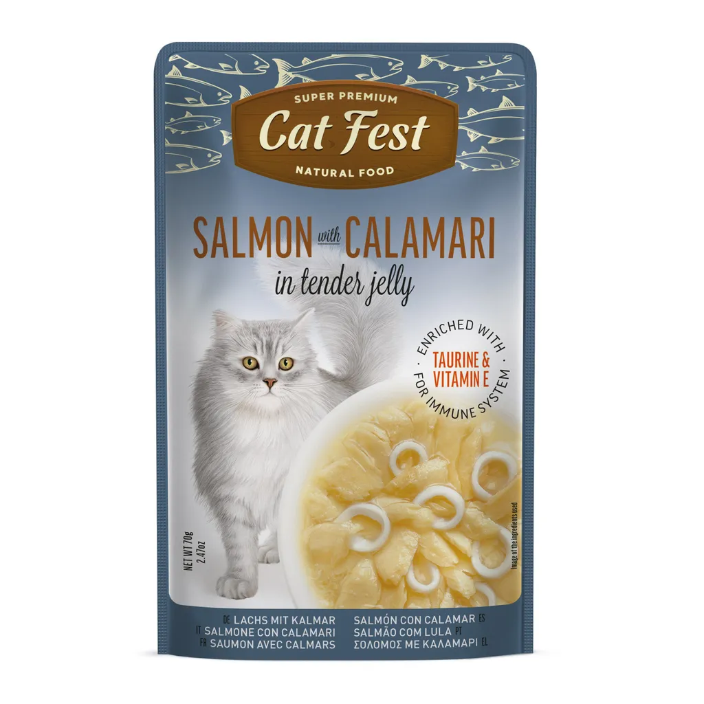 Cat Fest Salmon with Calamari in Tender Jelly for Cats 70g