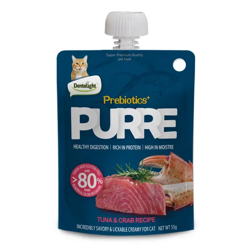 Dentalight Prebiotics+PURRE Creamy Treats for Cats  55g Tuna & Crab