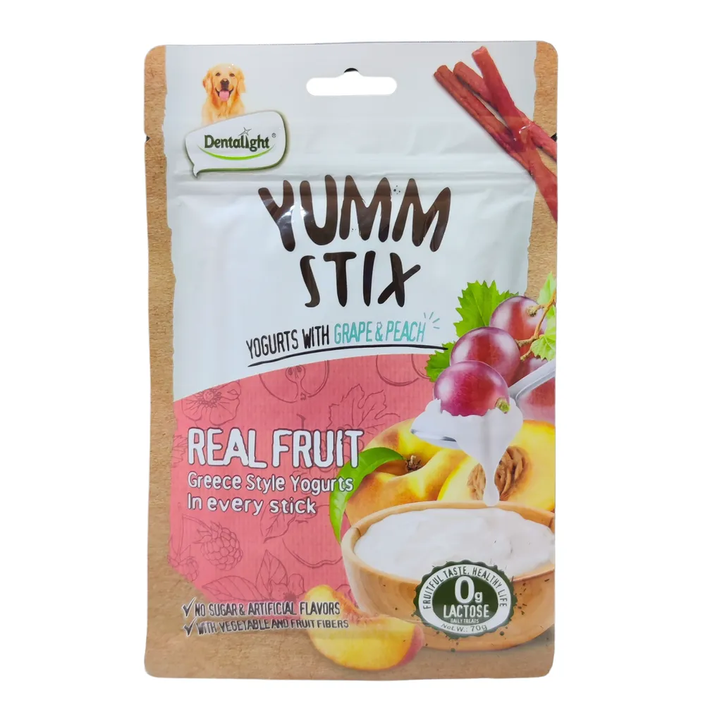 Dentalight Yumm Stix for Dogs Wet & Soft 70g  Yogurts with Grape & Peach