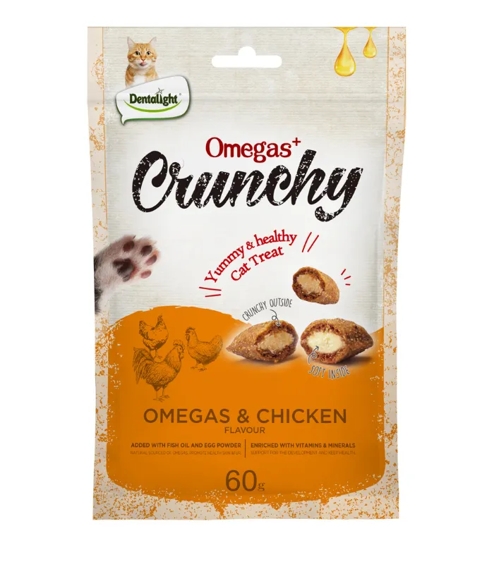 Dentalight Omegas+Crunchy Cat Treat 60g Omegas & Chicken Flavour