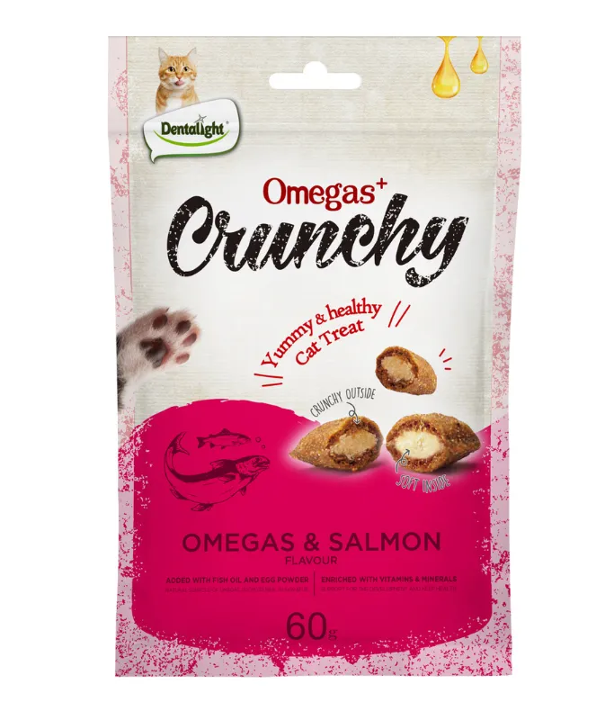 Dentalight Omegas+Crunchy Cat Treat 60g Omegas & Salmon Flavour