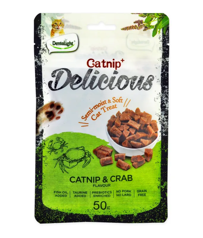 Dentalight Catnip+Semi Moist & Soft Cat Treat 50g Catnip & Crab