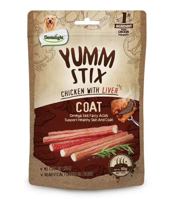 Dentalight Yumm Stix Dog Treat 50g Chicken with Liver