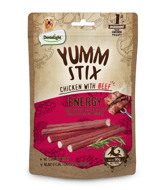 Dentalight Yumm Stix Dog Treat 50g Chicken with Beef