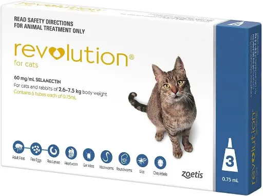 ZOETIS Revolution Blue Cat 45mg 2.6-7.5 kg 3 Doses