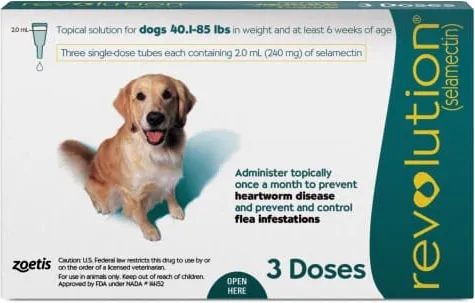 ZOETIS Revolution Dog Green 240 mg Selamectin for 20-40 Kg 3 Doses 