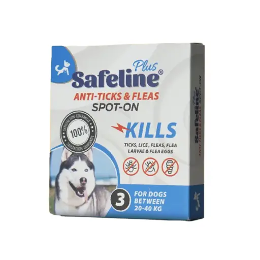 ELITE | SAFELINE ANTI-FLEAS & TICKS SPOT-ON - Dog (3) | 4 ampoules