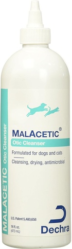 DECHRA | MALACETIC OTIC CLEANER | 473 ML(16 oz)  for dogs and cats cleansing, drying, antimicrobial