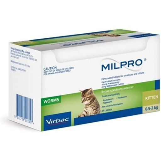 VIRBAC | MILPRO Kitten | 4mg/10mg (0.5-2 kg) | 1 tablets (only for varmacy)