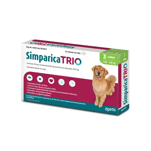 ZOETIS | SIMPARICA TRIO 20-40 kg | 1 tablets 