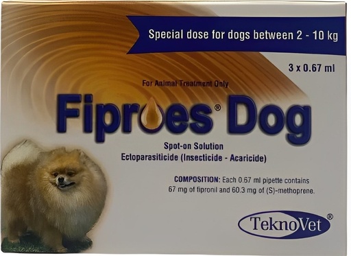 TEKNOVET | FIPROES DOG (2-10 kg) 0.67ml | 3 pipettes (brown)