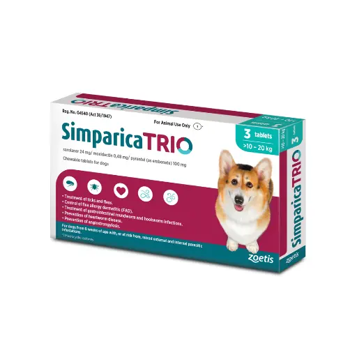 ZOETIS | SIMPARICA TRIO 10-20 kg | 3 tablets