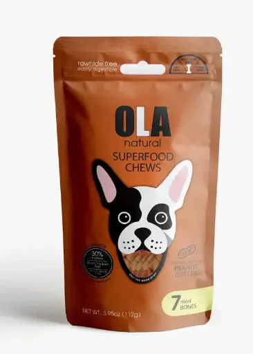 Ola | Natural Treats for Dogs - Peanut Butter | 7 Twisty STICKS