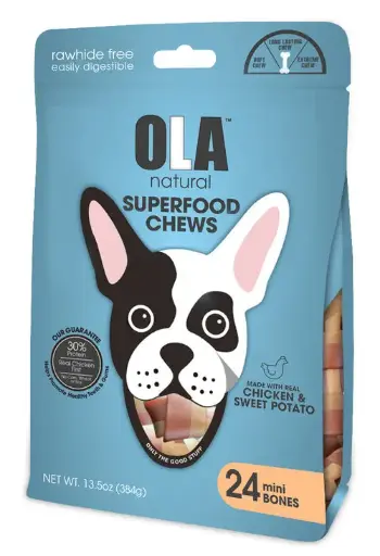Ola | Natural Treats for Dogs - Chicken & Sweet Potato | 24 Mini Bones