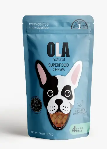 Ola | Natural Treats for Dogs - Chicken & Sweet Potato | 4 Medium Bones