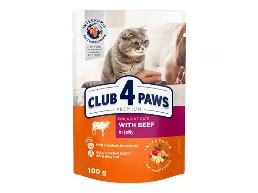 CLUB 4 PAWS | CAT FOOD WITH BEEF | 100 G 	