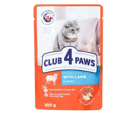 CLUB 4 PAWS | CAT FOOD WITH LAMB | 100 G 	