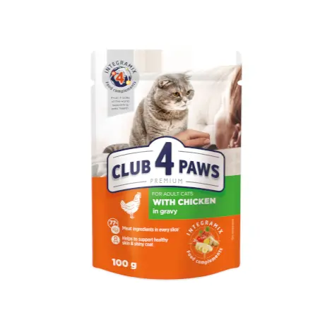 CLUB 4 PAWS | CAT FOOD WITH CHICKEN | 100 G 	