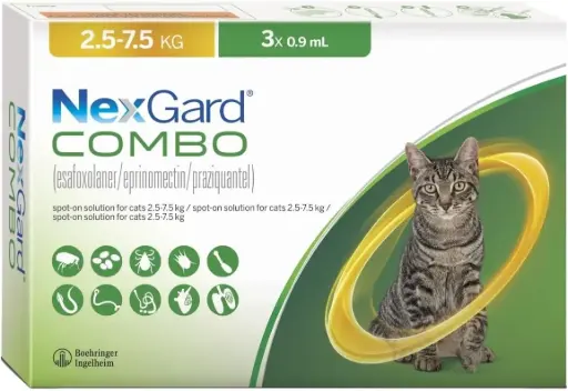 Boehringer Ingelheim | NEXGARD Combo Cat 2.5 - 7.5 kg | 3 pipettes